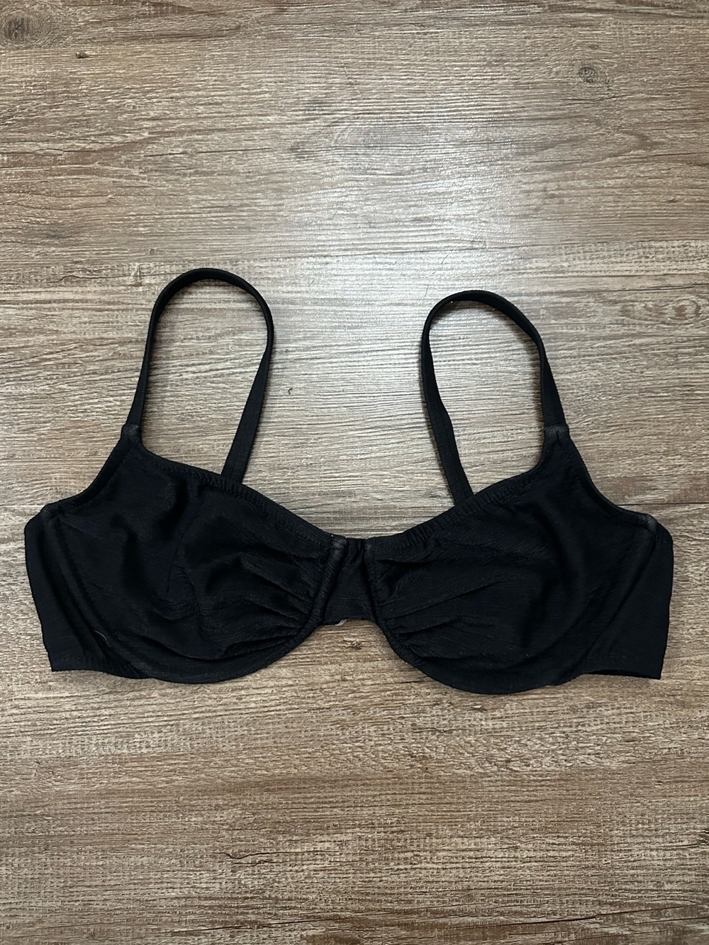 Vintage Black Ruched Underwire Bikini Top - Women Swim Bikini
